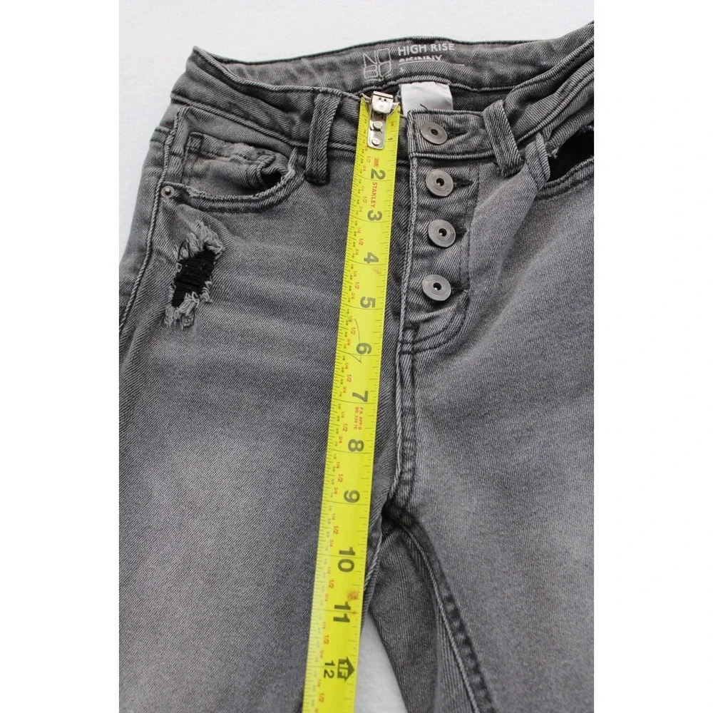 No Boundaries Juniors High Rise Skinny Jeans Size 3 Gray Distressed Stretch